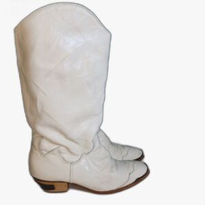Vintage Dingo White Leather Cowgirl Boots Size 6.5 M